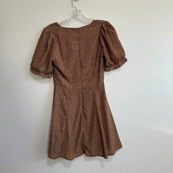 🦋 PRINCESS POLLY Brown Printed Mini Dress Boho 2 Casual Everyday Cute Animal - Picture 2 of 4